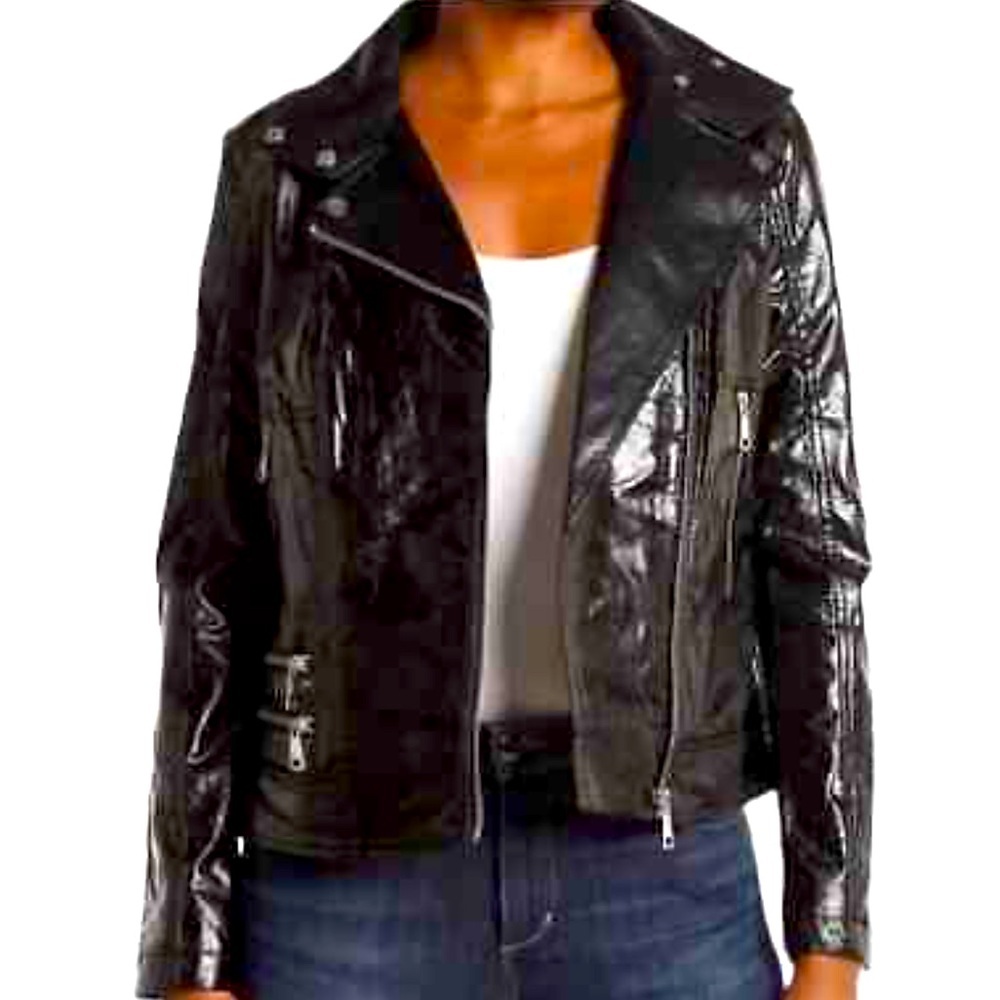 NWT Bernardo black moto vegan leather biker jacket